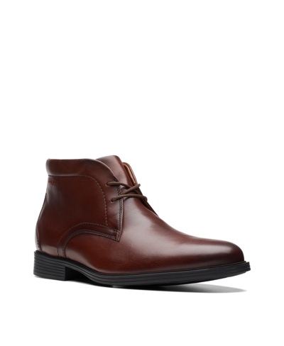 Shop Clarks Men's Collection Whiddon Leather Mid Lace Up Boots In Mahogany Leather