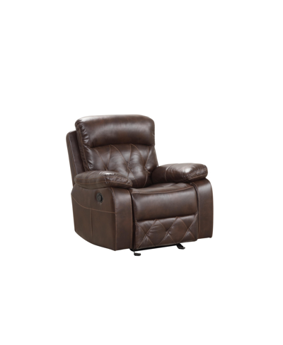 Shop Furniture Of America Wallace 37" Faux Leather Manual Recliner Chair In Brown