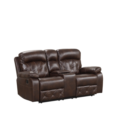 Shop Furniture Of America Wallace 73" Faux Leather Manual Recliner Loveseat In Brown