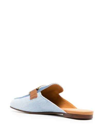 Shop Tod's Leather Slippers In Blue