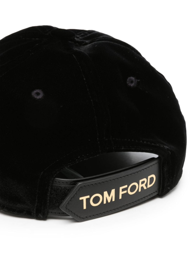 Shop Tom Ford Logo-print Velvet Cap In Schwarz