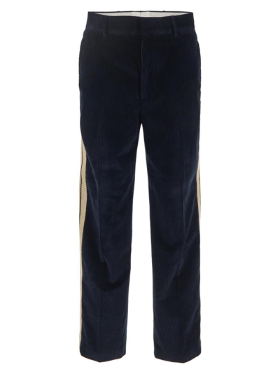 Shop Palm Angels Corduriy Suit Tape Trousers In Blue