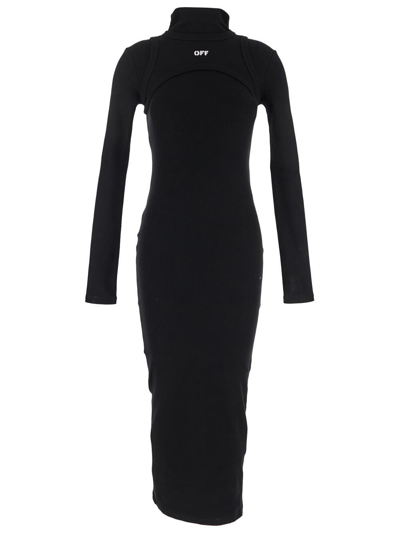 Shop Off-white Off Stramp Rib Long Dress In Black
