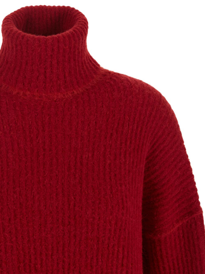 Shop Uma Wang High Neck Sweater In Red