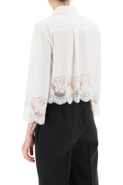 Shop Dolce & Gabbana Cropped Shirt With Lace Trimming