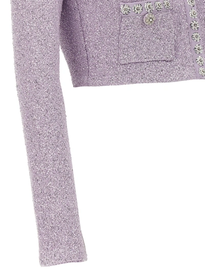 Shop Self-portrait Lilac Sequin Knit Cardigan Sweater, Cardigans Purple