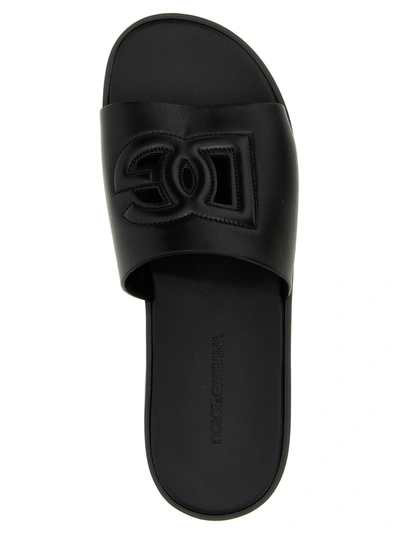 Shop Dolce & Gabbana Logo Slides Sandals Black