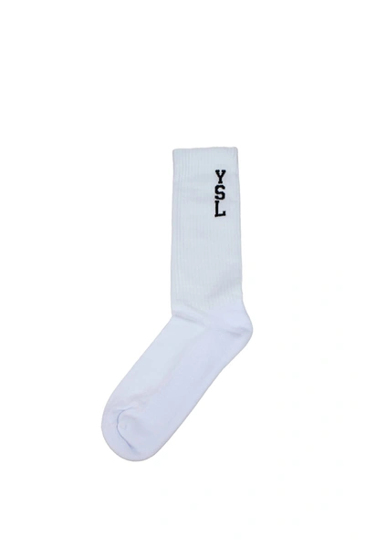 Shop Saint Laurent Socks Cotton White