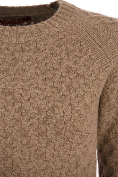 Shop Max Mara Studio Clava - Crew-neck Sweater In Wool And Cashmere Yarn In Camel