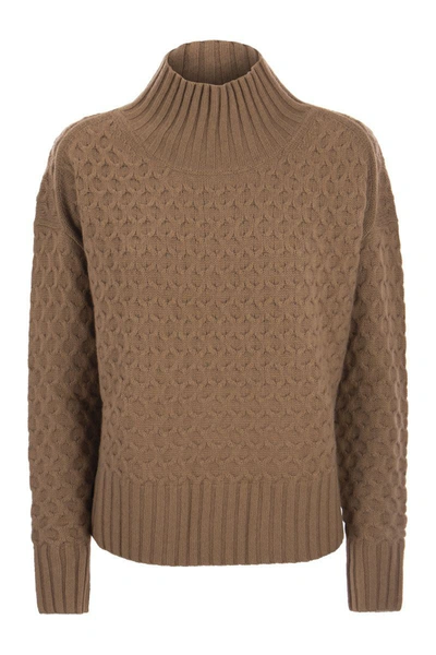 Shop Max Mara Studio Valdese - Wool And Cashmere Turtleneck Sweater In Camel