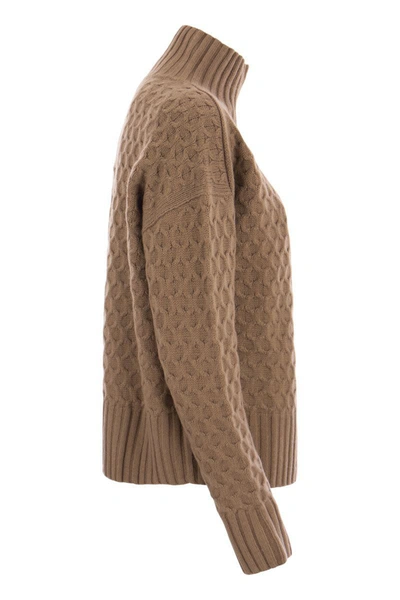 Shop Max Mara Studio Valdese - Wool And Cashmere Turtleneck Sweater In Camel