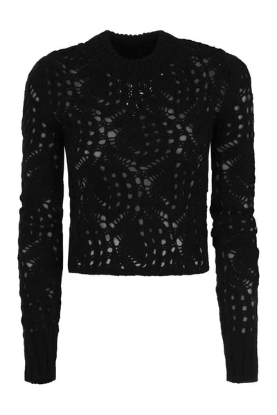 Shop Sportmax Mito - Knitted Sweater In Wool Blend In Black