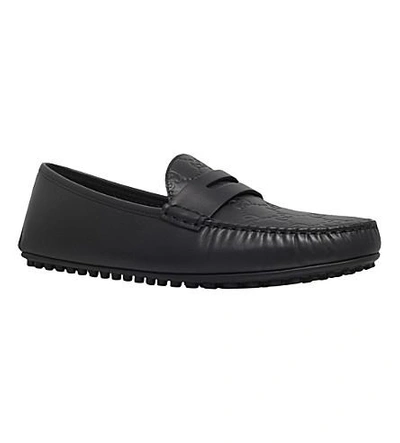 Shop Gucci Kanye Gg Leather Loafers In Black