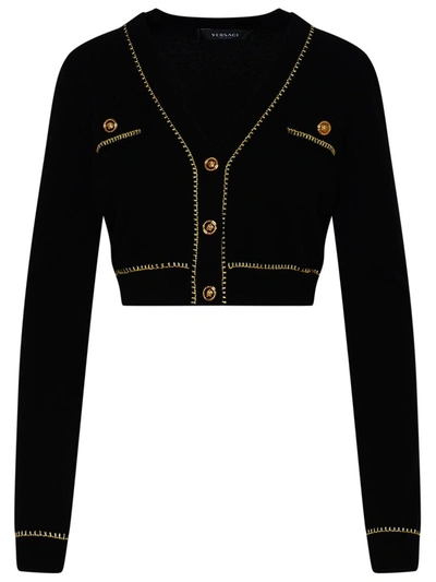 Shop Versace Black Cashmere Blend Cardigan