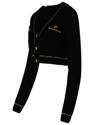 Shop Versace Black Cashmere Blend Cardigan