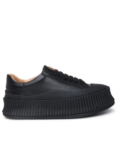 Shop Jil Sander Black Leather Sneakers