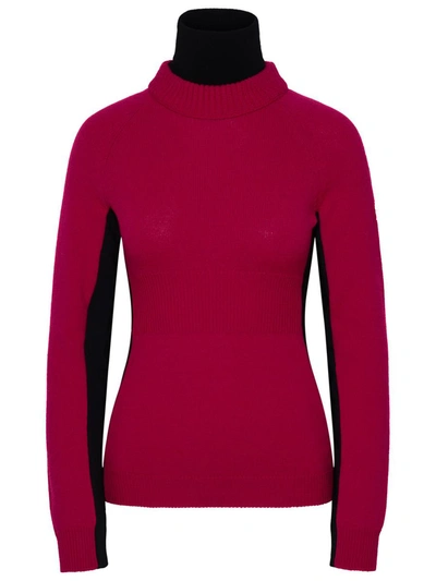 Shop Moncler Grenoble Fucsia Wool Blend Turtleneck Sweater In Red