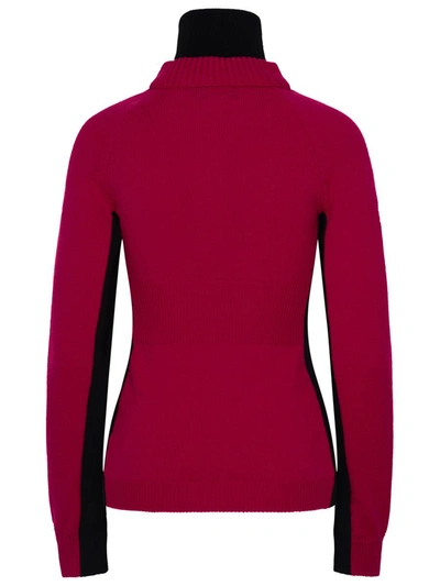 Shop Moncler Grenoble Fucsia Wool Blend Turtleneck Sweater In Red