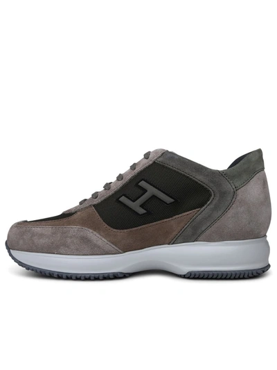 Shop Hogan Interactive Beige Suede Sneakers In Brown