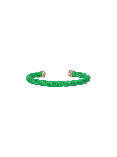 Shop Bottega Veneta Twist Cuff Bracelet In Green