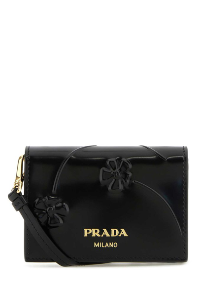 Shop Prada Logo Plaque Embossed Cardholder In Black