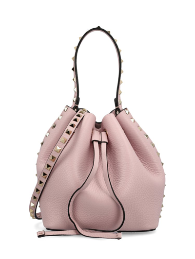 Shop Valentino Garavani Rockstud Small Bucket Bag In Pink