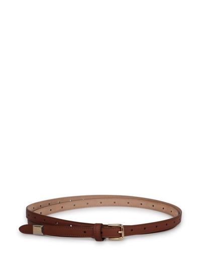 Shop Dolce & Gabbana Punched Hole Buckled Belt In Brown