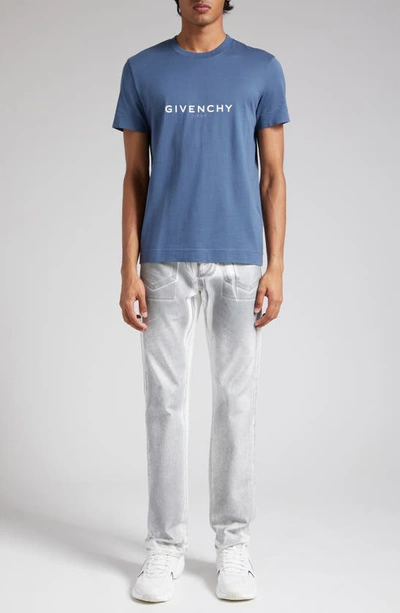 Shop Givenchy Slim Fit Logo T-shirt In Military Blue