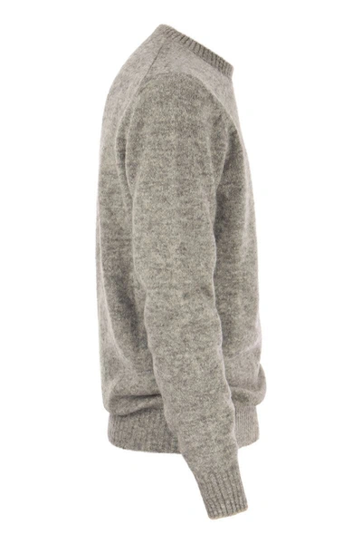 Shop Brunello Cucinelli Crew-neck Sweater In Alpaca Cotton And Wool In Grey