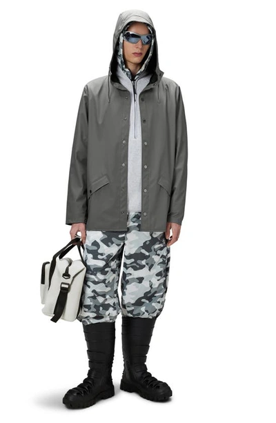 Shop Rains Lightweight Hooded Waterproof Rain Jacket In Grey