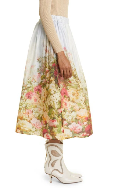 Shop Zimmermann Garden Print A-line Midi Skirt In Rosy Garden Print