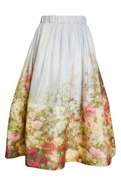 Shop Zimmermann Garden Print A-line Midi Skirt In Rosy Garden Print