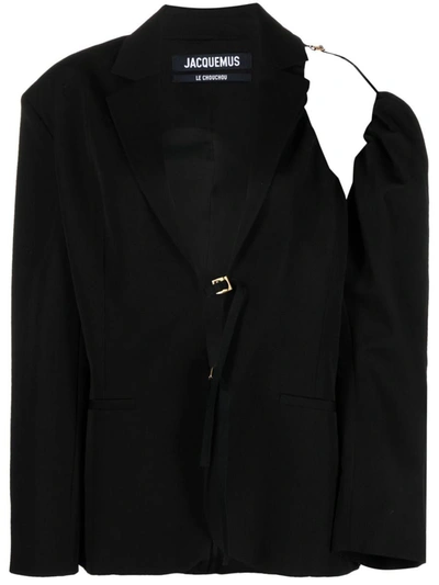 Shop Jacquemus La Veste Galliga Blazer Jacket In Black