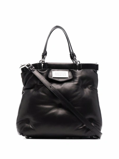 Shop Maison Margiela Glam Slam Small Leather Shopping Bag In Black
