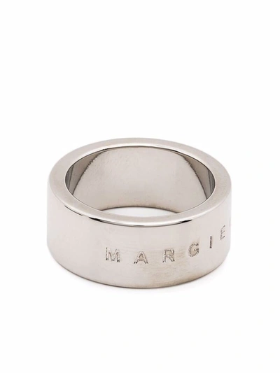 Shop Mm6 Maison Margiela Logo Minimal Ring In Silver