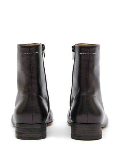 Shop Mm6 Maison Margiela Leather Ankle Boots In Black