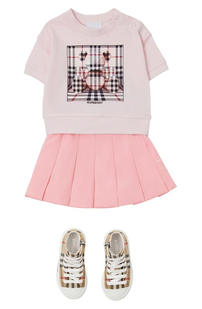 Shop Burberry Kids' Pia Box Bear Cotton Graphic T-shirt In Alabaster Pink