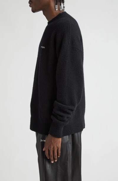 Palm Angels Cotton Oversize Crew Neck Sweatshirt In Black White