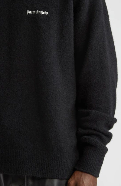Palm Angels Cotton Oversize Crew Neck Sweatshirt In Black White