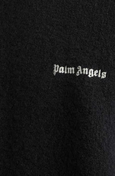 Shop Palm Angels Embroidered Logo Merino Wool & Cashmere Blend Sweater In Black White