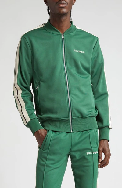 Shop Palm Angels New Bomber Track Jacket In Forest Green Wh