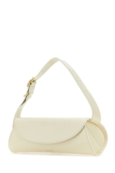 Shop Jil Sander Woman Ivory Leather Small Cannolo Shoulder Bag In White