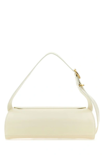 Shop Jil Sander Woman Ivory Leather Small Cannolo Shoulder Bag In White
