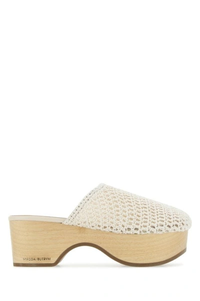 Shop Magda Butrym Woman Ivory Crochet Chunky Clogs In White
