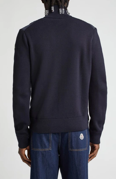 Moncler Padded Zip-up Cardigan Clothing In Navy