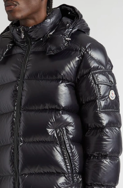 Shop Moncler Maya Lacquered Nylon Down Jacket In Black