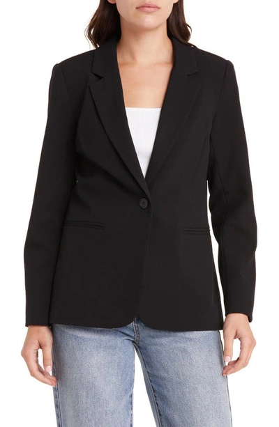 Halogen Single Button Blazer In Rich Black