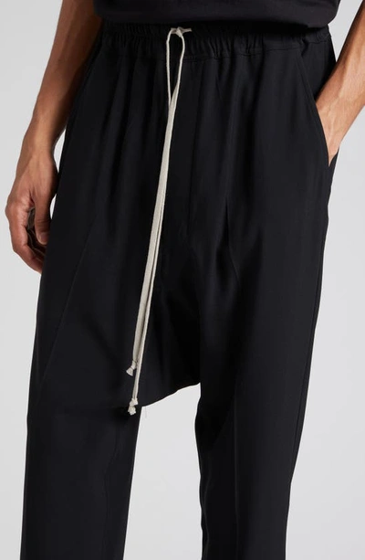 Shop Rick Owens Drop Crotch Drawstring Crop Pants In Black
