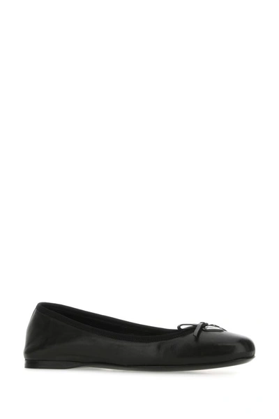 Shop Prada Woman Black Nappa Leather Ballerinas