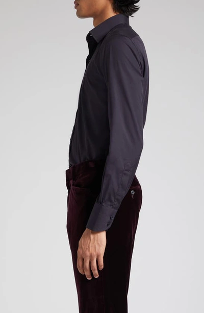 Tom Ford Slim Fit Cotton Poplin Button-up Shirt In Black
